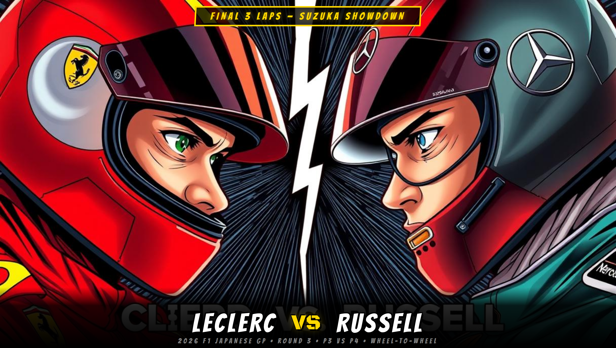 Leclerc vs Russell manga-style battle - 2026 F1 Japanese GP