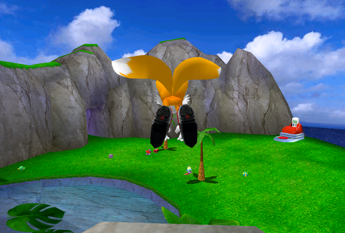 Sonic Adventure 2 Neutral Chao Garden - Chao playing on grass